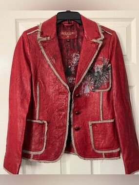 Rare Raw 7 Leather Distressed Blazer